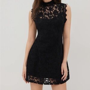 Cider Black Lace Mini Dress